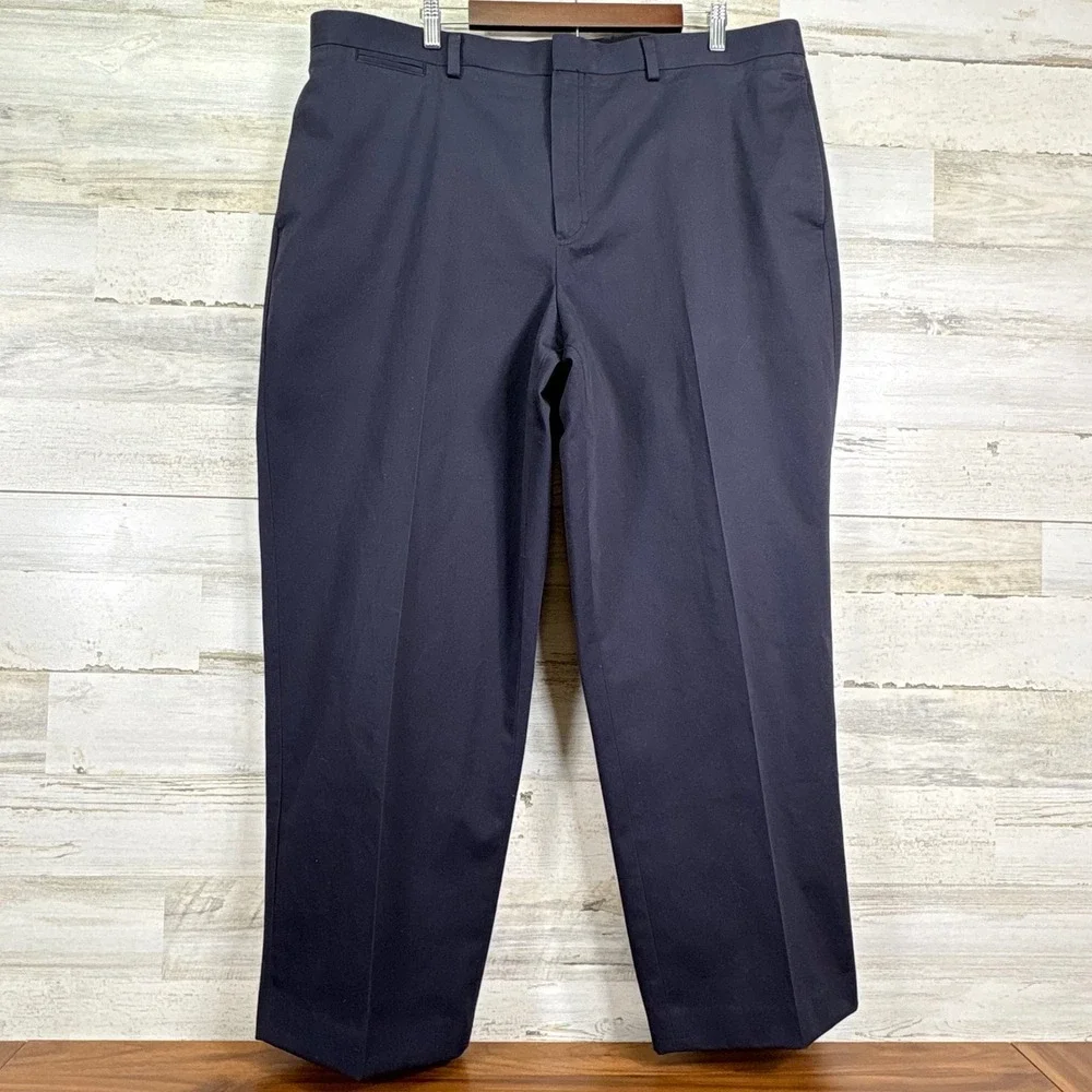 LL Bean Natural Fit Mens Navy Blue Cotton Dress Pants Size 42‎ x 28.5